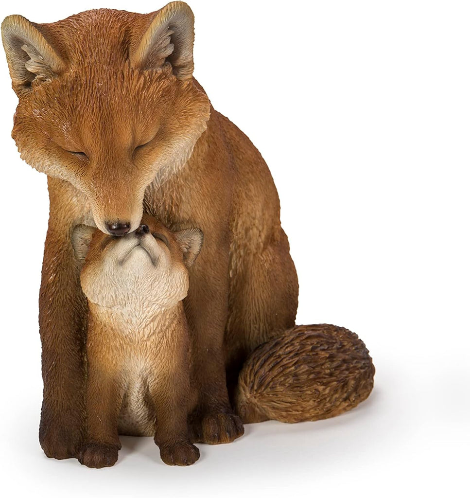 Gift Cuddling Mother and Baby Fox Garden Statue, Brown (87719-I)