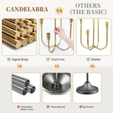 5 Arm Candelabra Cast Iron, 17.5 Inch Tall Candle Holder Antique Brass Candlestick Holder Stand for Taper Candles