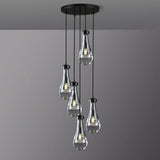 Raindrop Pendant Lights Kitchen Island Teardrop Black Hanging Light Fixtures Clear Solid Glass Pendant Light Modern Chandeliers for Dining Room Porch Corridor Living Room (5-Light) A121-B0CJFC4B74