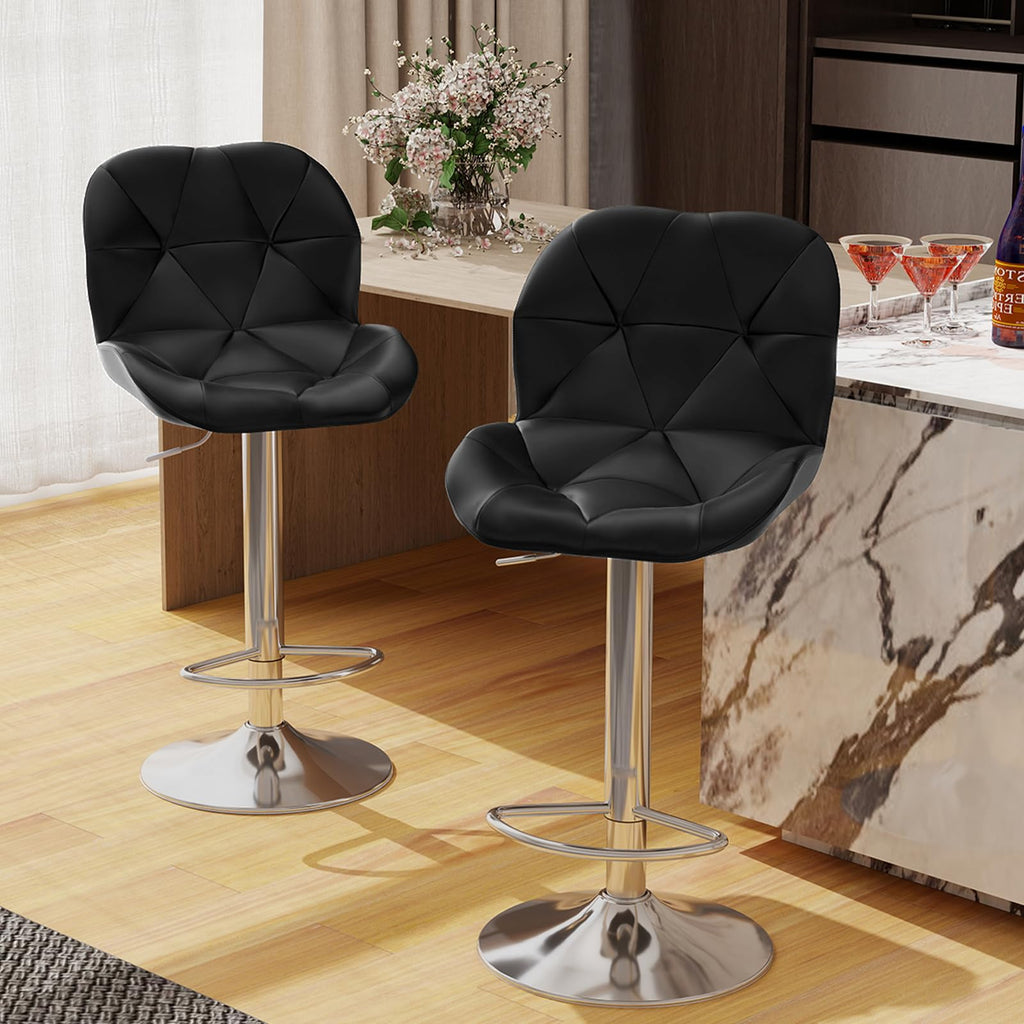Bar Table and Chairs Set of 3 Swivel Black Pub Table &Bar Stool
