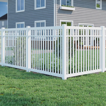 Windsor Pool Fence, White Vinyl No Dig DIY Kit | 5ft H x 6ft W, 1 Panel x 1 Post, BL19107
