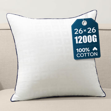 26x26 Inch Euro Pillow Inserts with 100% Cotton Cover, 1 Pack