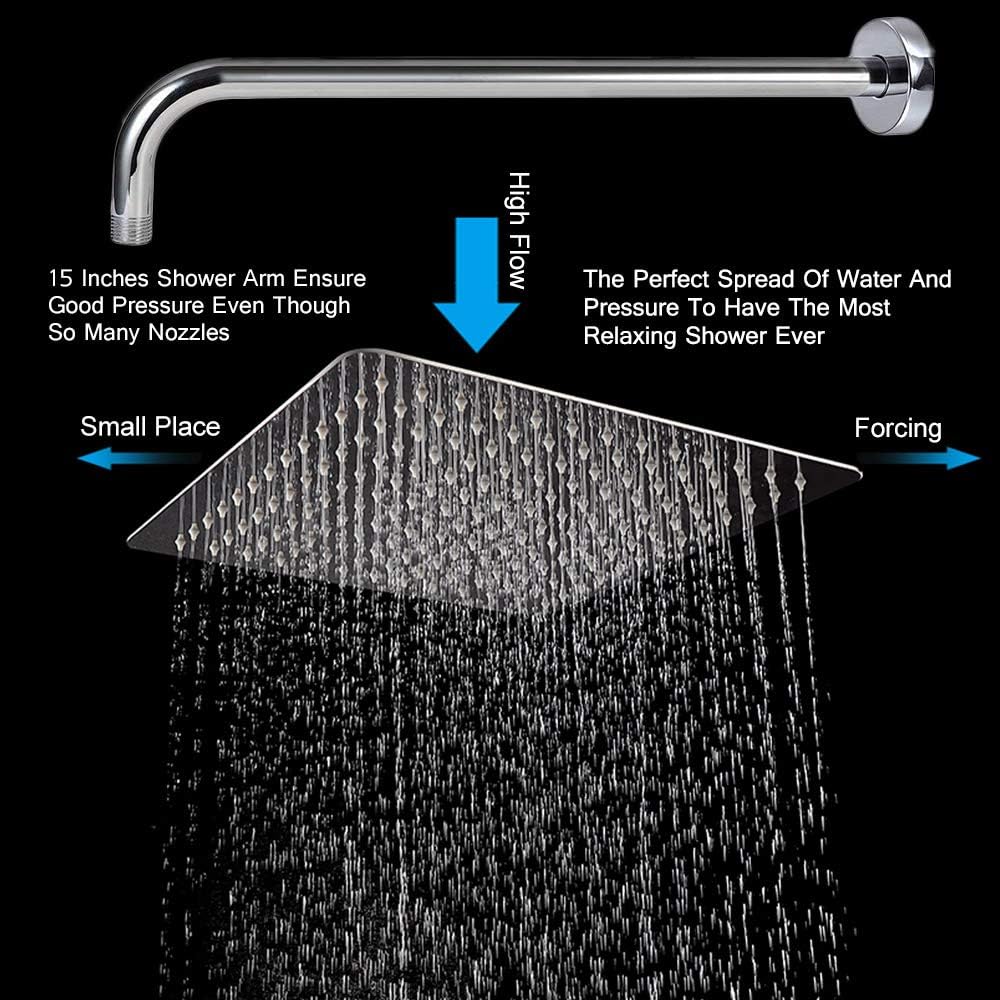 Square Rain Shower Head With Extension Arm