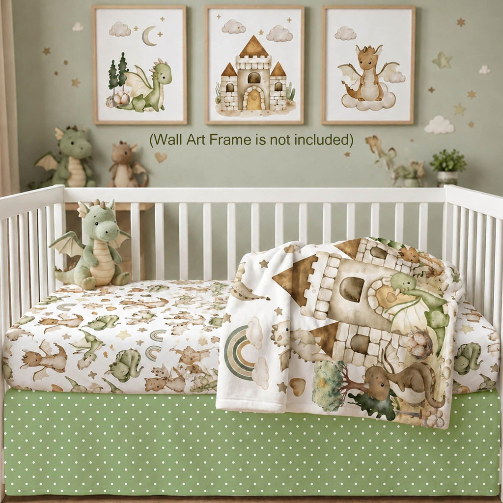 5 Pcs Baby Crib Bedding Set, Dragon Nursery Baby Crib Set