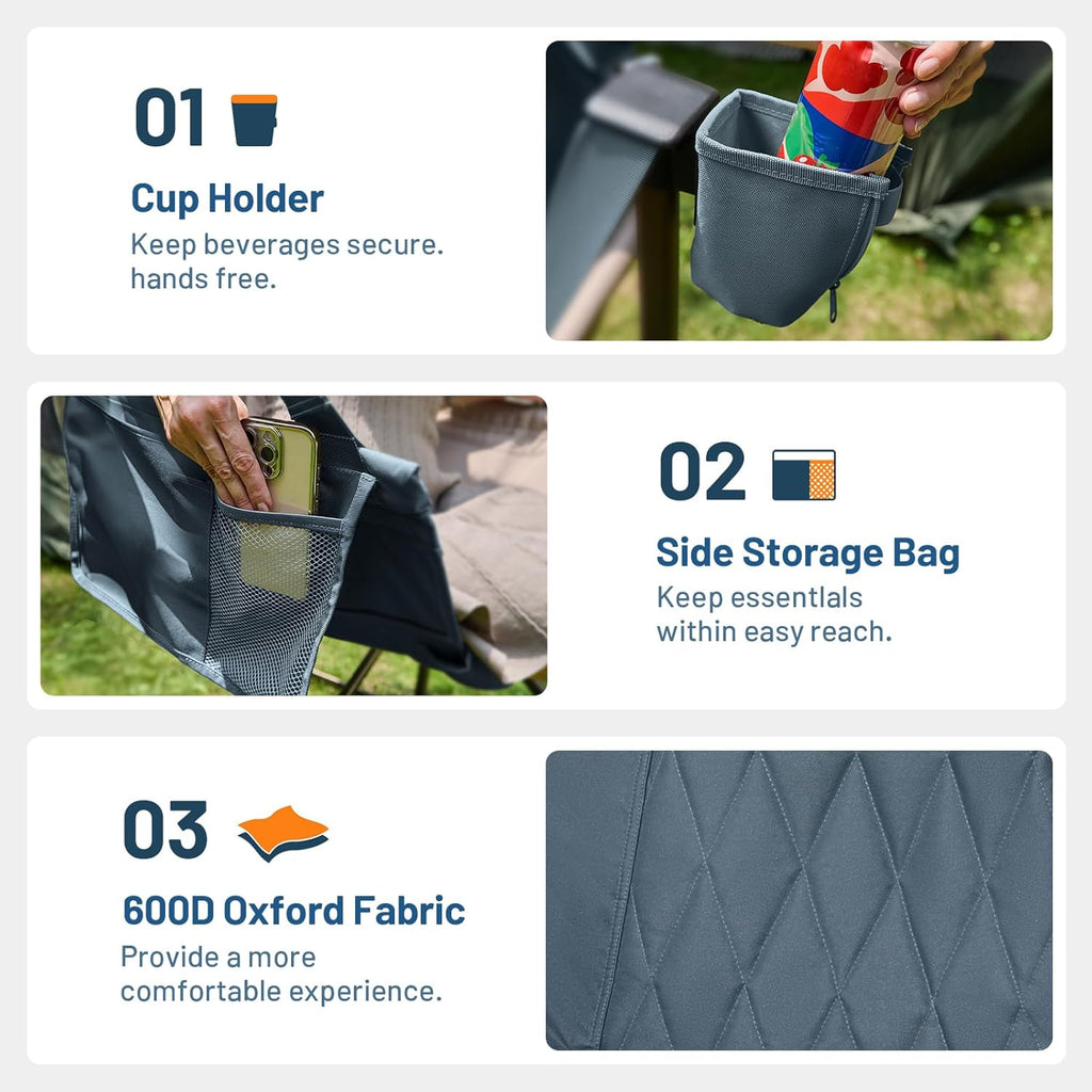 Hammock Camping Chair, Portable Oversized Swinging Camp Chairs | Heavy Duty Folding Hammock Chair with Adjustable