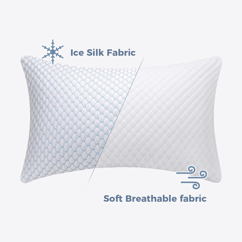 Shredded Memory Foam Pillows King Size 2 Pack | Neck pain relief, supportive, odorless, cooling pillow, adjustable