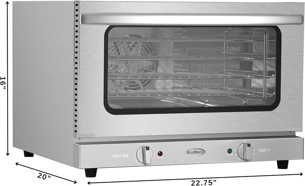 23 in. Commercial Countertop Convection Oven for Half-Size Pans with 4 Racks 1600W of Power in Stainless-Steel, ETL