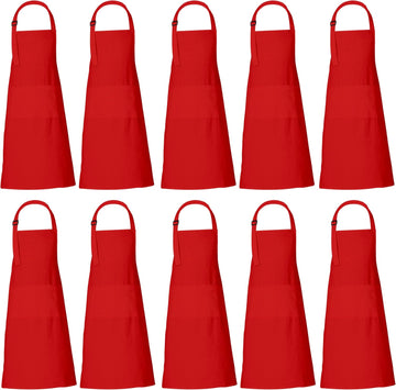 100% Cotton Cooking Apron with 3 Pockets Kitchen Chef BBQ Adjustable Bib Aprons for Women Men