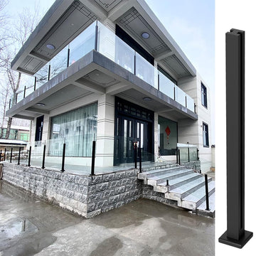 Glass Railing, Black 304 Stainless Steel Glass Railing Post with Spigot Slots, Fits 10-12mm Glass for Deck, Balcony
