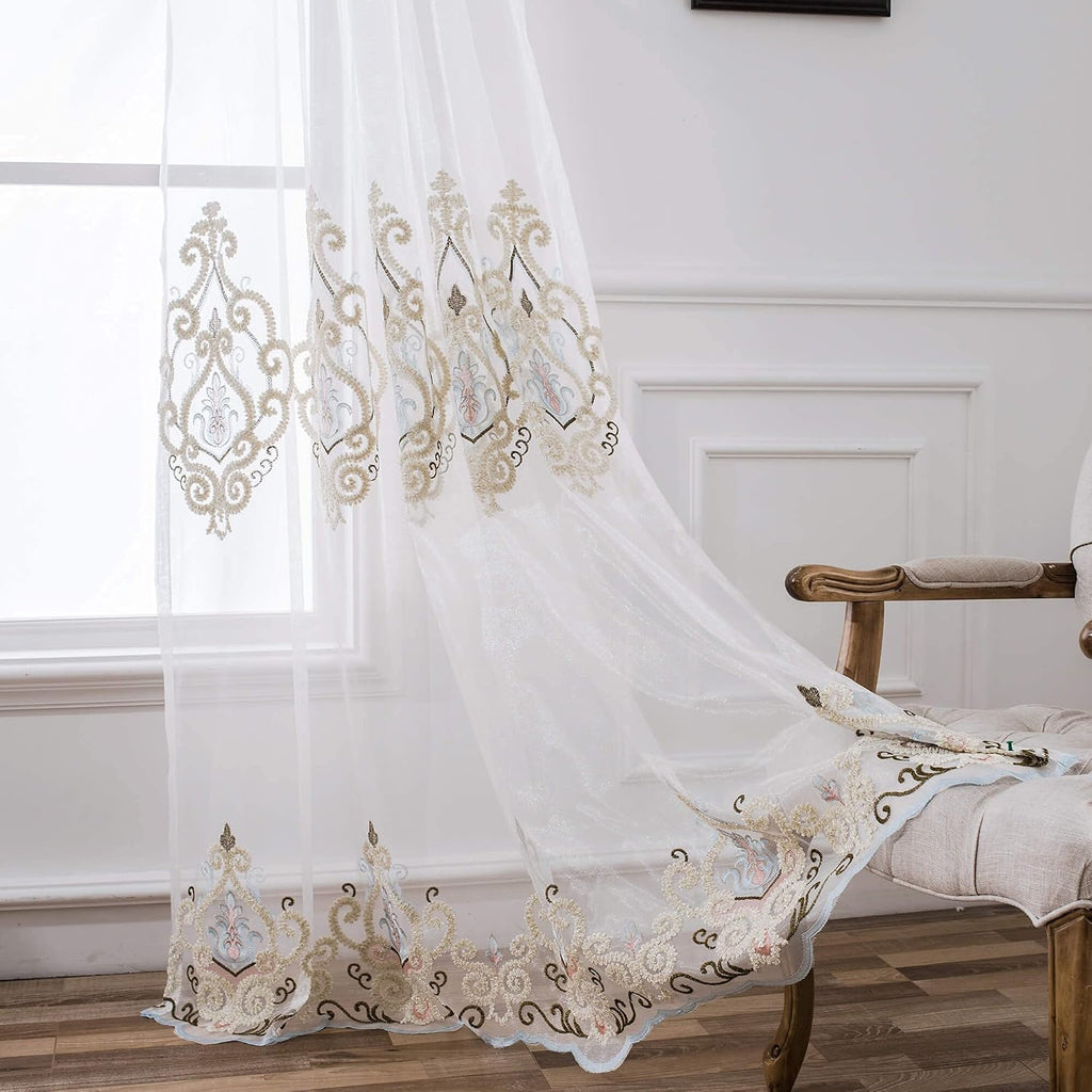 Simple Chenille Jacquard Sheer Window Elegance Curtains/Drapes/Panels/Treatments for Bedroom Living Room,Top Grommets