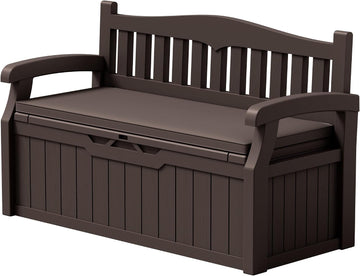 80 Gallon Storage Bench with Cushion, Deck Box Waterproof&Lockable | Outdoor Benches Furniture, Garden Decor and