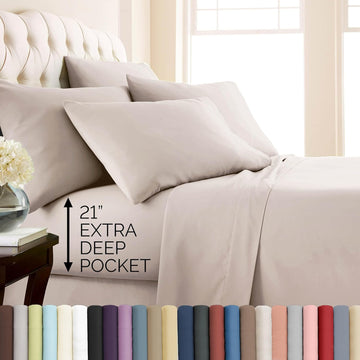 6 Piece Full Sheets Set 21 Inch Extra Deep Pocket Bed Sheets - Soft Microfiber Pet Hair Resistant Bedding Hotel