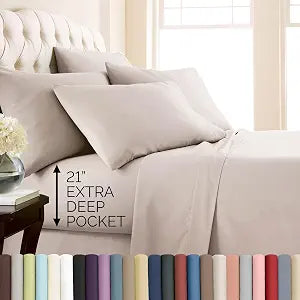 6 Piece Full Sheets Set 21 Inch Extra Deep Pocket Bed Sheets - Soft Microfiber Pet Hair Resistant Bedding Hotel