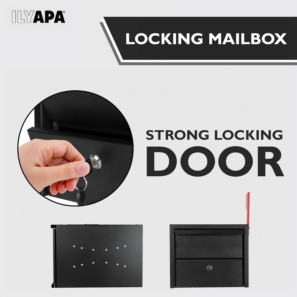 Locking Mailbox with Lock and Key Modern Mailboxes Post Mount - Obsidian