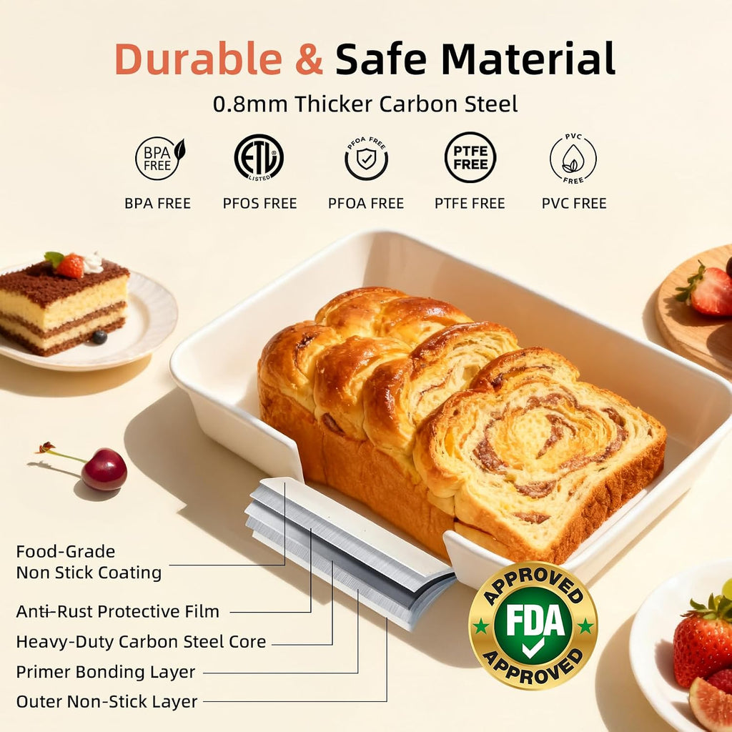 Pans Set Stackable Carbon Steel Bakeware Set | 8 Pcs Non Stick Set with Cookie Sheet, Roasting Pan, Cake Pan, Muffin
