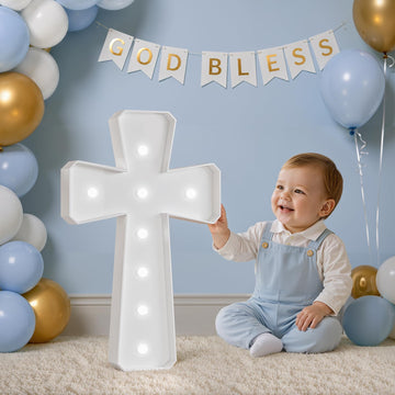 Baptism Decorations, 2FT Marquee Light Up Cross, Cool White Light