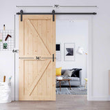 36in x 84in Sliding Barn Door with 6.6FT Barn Door Hardware Kit & Handle Included,Solid Spruce Wood 