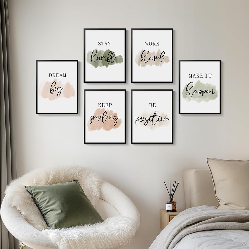 Framed Inspirational Wall Art , Neutral Motivational Quotes Office Decor, Positive Affirmations Team Work Leadership