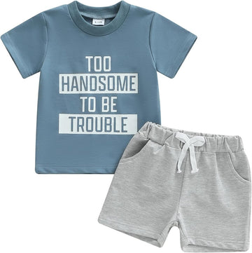Toddler Baby Boy Summer Clothes Sets Tops Elastic Shorts Outfits