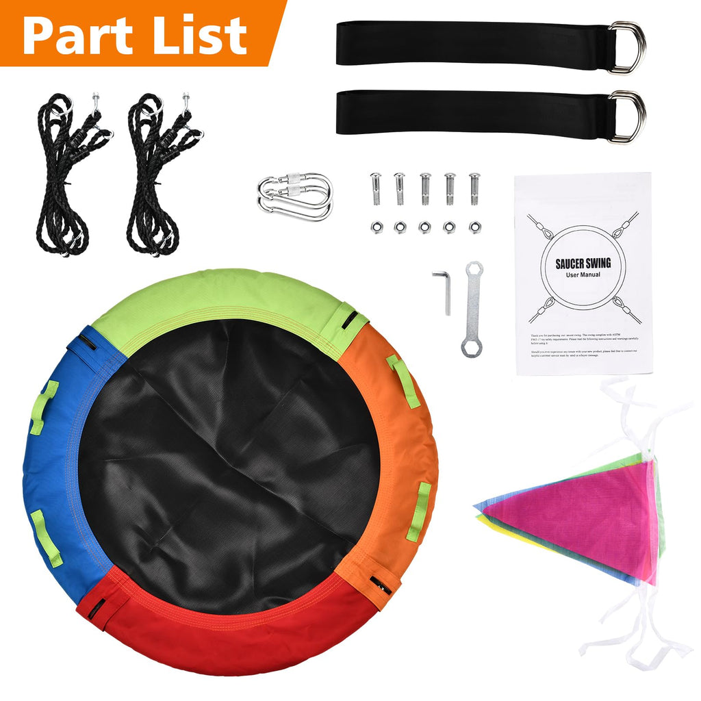 Tree Swing, Saucer Swing, 40 inch Swing for Backyard Outdoor, Multicolor