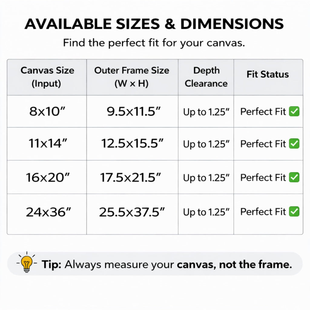 8x8 Floating Frame for 0.75"-1.25" Deep Canvas