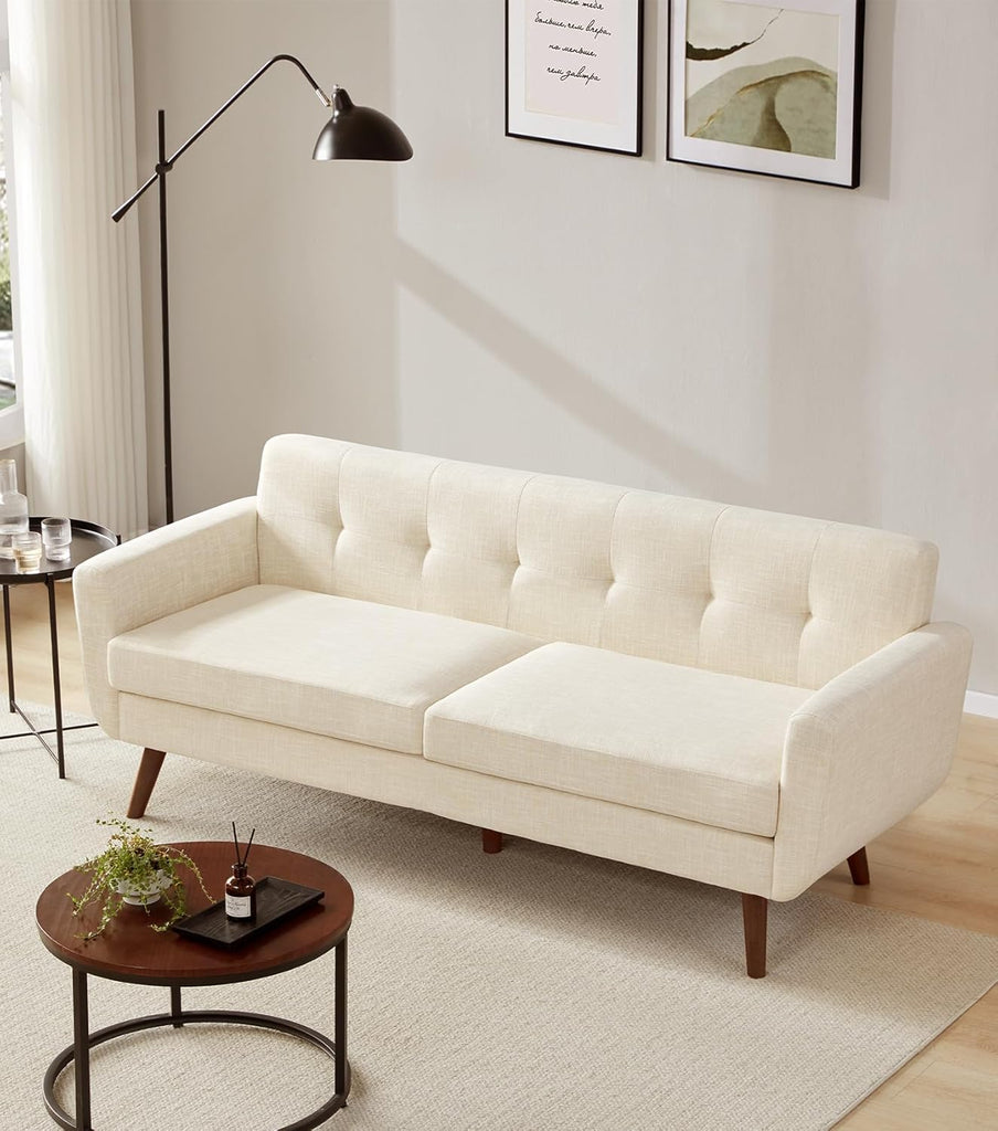 77.2" W Linen Sofa Couch, Mid Century Modern Decor Loveseat Couches for Living Room