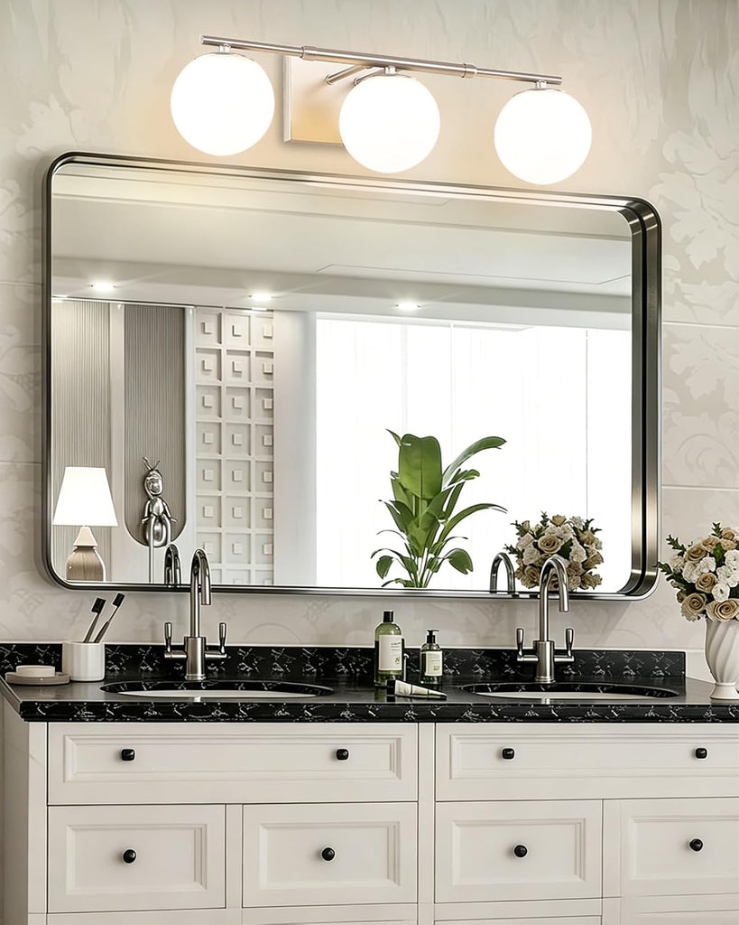 Bathroom Vanity Light Brushed Nickel 3T Wall Sconce for Mirror | Modern fixture Glass Shade brightness, Elivers even