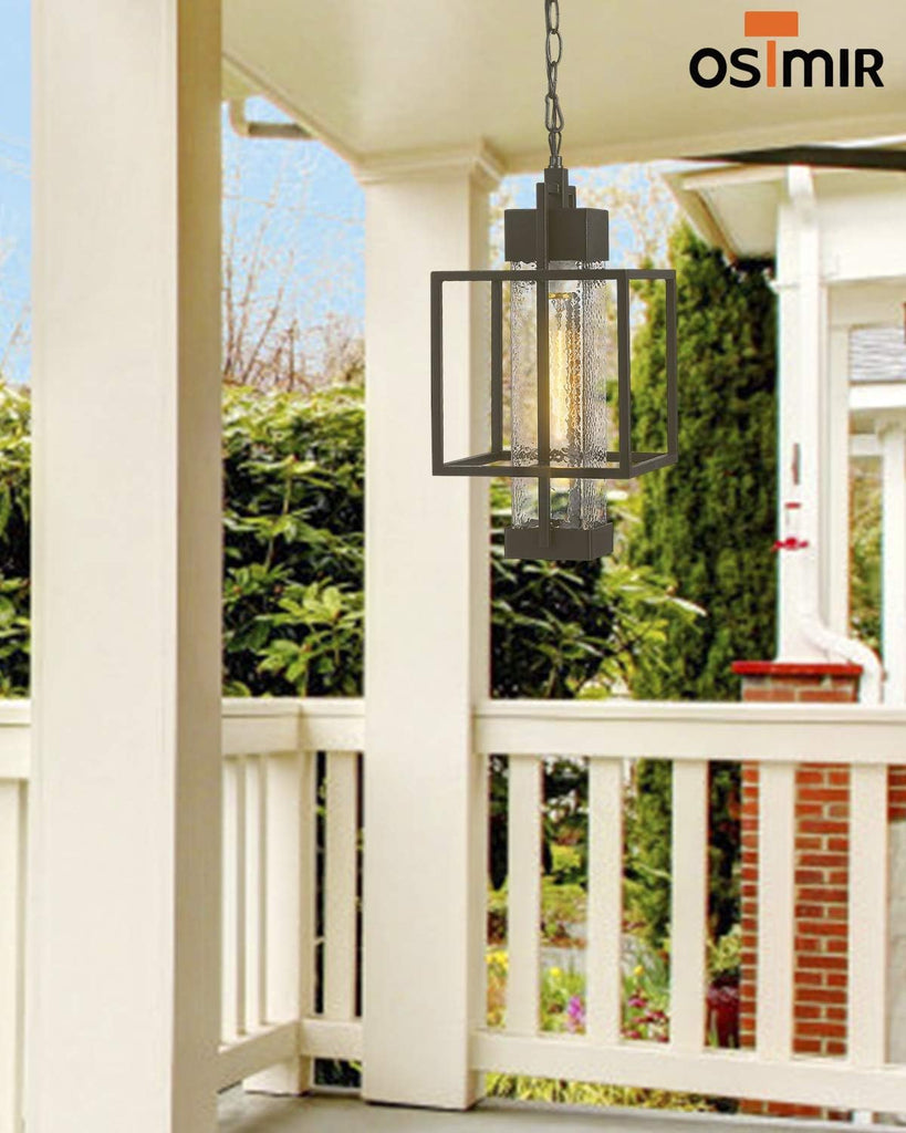 Outdoor Pendant Light, 16" 1-Light Large Hanging Porch Light Fixtures