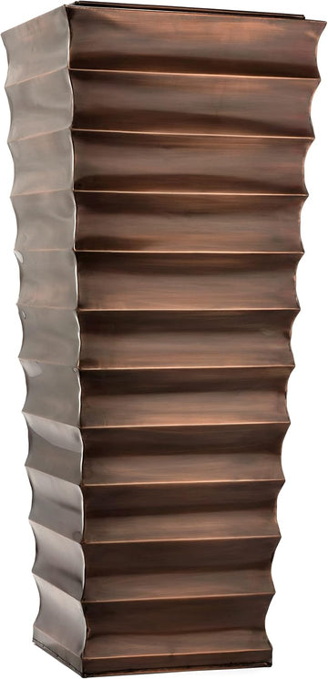 Planter - 36" Tall Antique Copper Finish - Drainage Hole | Outdoor Indoor Garden Pot, Metal Front Entryway Flower