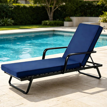 Chaise Lounge Cushions Outdoor, 72"x21"x3", Navy Blue