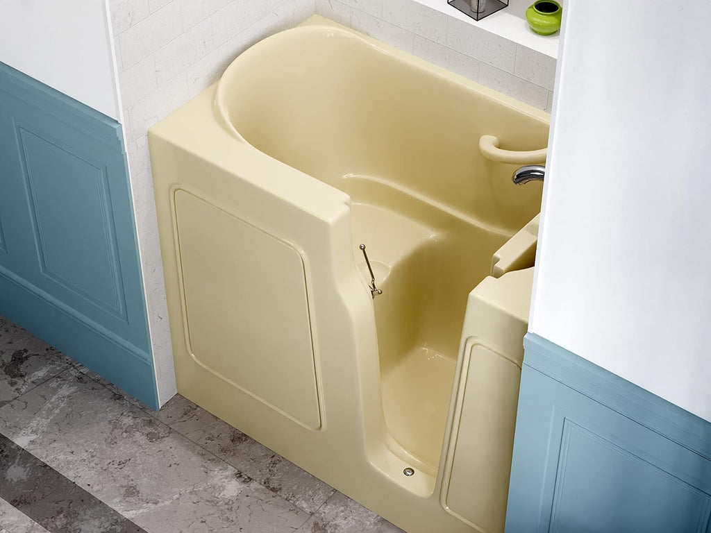 Walk In Tub 46'' x 26" in Biscuit Color, Therapeutic ADA Compliant Tub, Slip-Resistant with a Safe Reach Grab, Quick