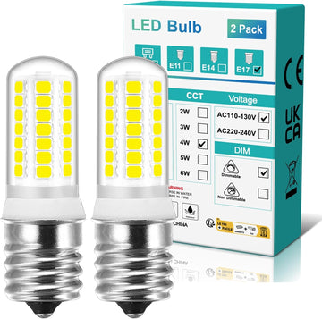 E17 LED Bulb Dimmable 4W 40W Equivalent Microwave Light Bulb, 400LM, 6000K