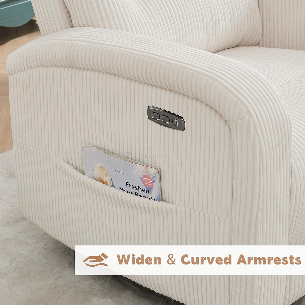 Power Swivel Rocker Recliner,reclining rocking chair,CreamWhite | 270° Swivel Rocker with Type-C & USB Port Double