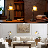 Farmhouse Table Lamp, 3-Way Dimmable Rustic Nightstand Lamp with USB A+C Ports
