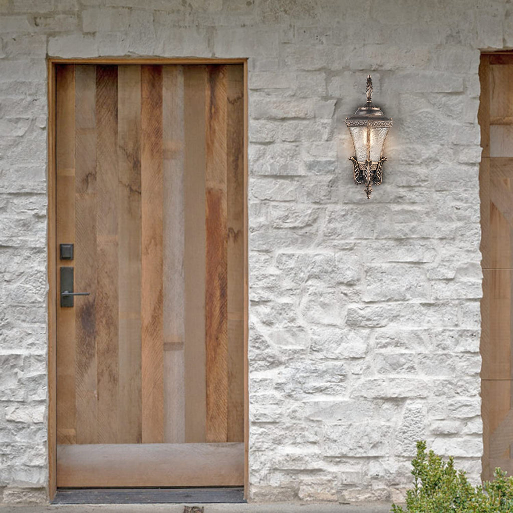 Waterproof Retro Brass 20.87" H Outdoor Wall Light with Glass