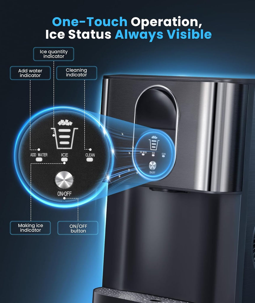 Countertop Nugget Ice Maker, 44lbs/24H Nugget Ice Machine Countertop, Chewable Pellet Ice Maker Machine with Ice