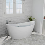 Freestanding Bathtub Luxury Acrylic Soaking SPA Modern Stand Alone Bathtubs in White 59 Inch