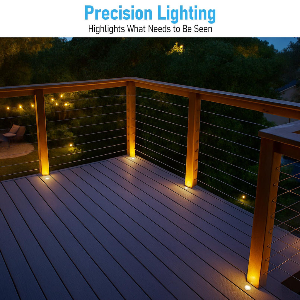 3000K Recessed Low Voltage Deck Light, Flat Round Aperture