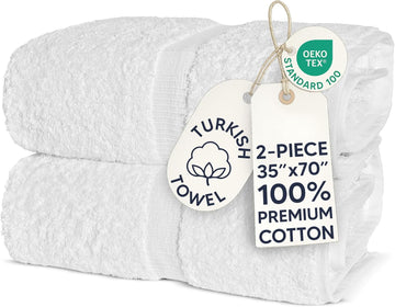 100% Cotton Premium Quality Turkish Bath Sheets (35''x70'' Large Bath Sheet Towels - White)