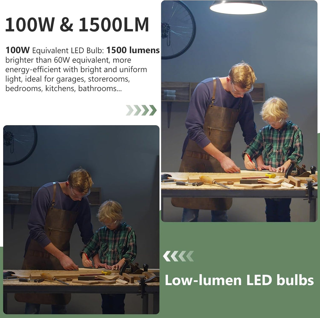 6-Packs A19 LED Light Bulbs,100 Watt Equivalent Daylight 5000K Bright Bulbs Efficient 13W,1500 Lumens E26 Base, Non