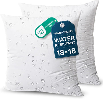 Outdoor Pillows Waterproof 18x18 Outdoor Pillow Inserts 2 Pack - Set of 2