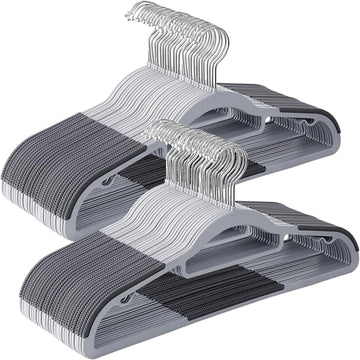 Plastic Clothes Hangers 50 Pack, Slim Space Saving Hangers with Anti-Slip Grip, 16.5 Inch Non Slip Coat Hangers with