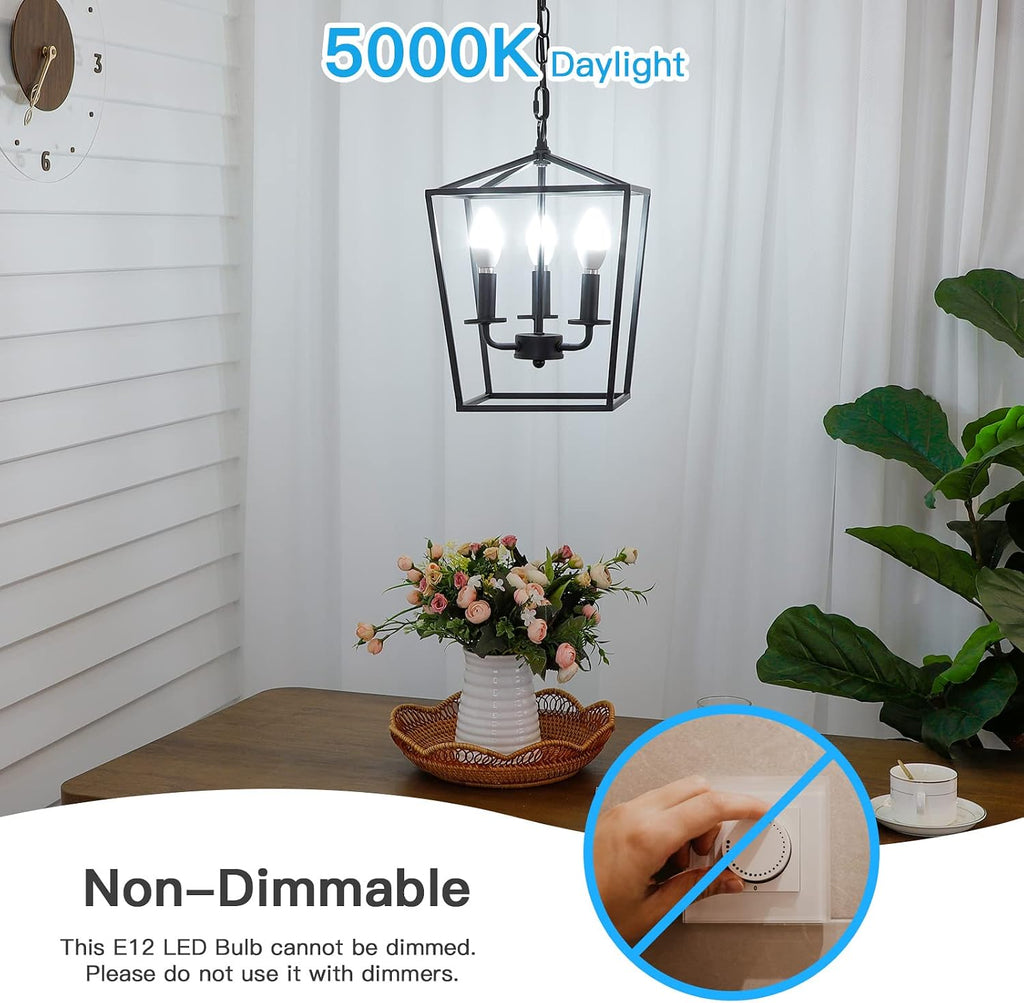 E12 LED Candelabra Light Bulbs 60W Equivalent, Daylight White 5000K 600 Lumen Chandelier Bulb, 6W B11 Candle Base (Pack Of 6)