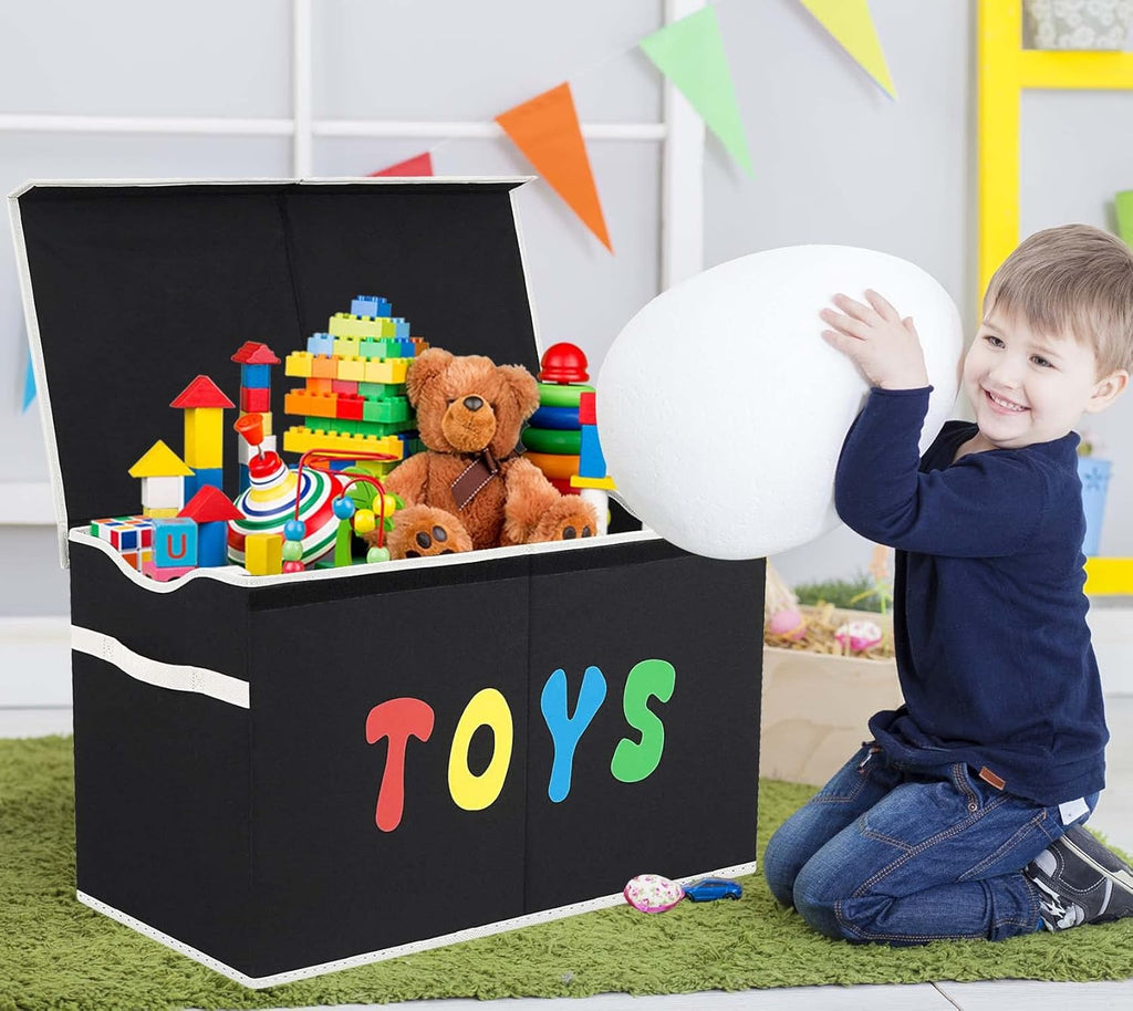 Toy Box Chest, Collapsible Sturdy Storage Bins with Lids, Extra Large Kids Toy Storage Organizer Boxes Bins Baskets