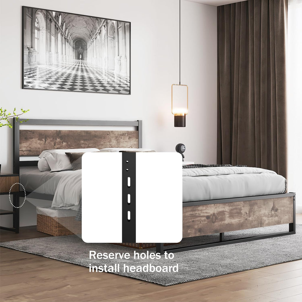 Headboard Only Wooden Headboard with Metal Slats Sturdy Rustic Headboards Easy Assembly, Twin XL/Queen/King (King)