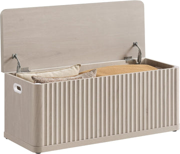 Storage Bench 40.2" Wide Shoe Bench with Lift Top Large Wooden Storage Chest Trunk Modern Blanket Chest with 2 Safety