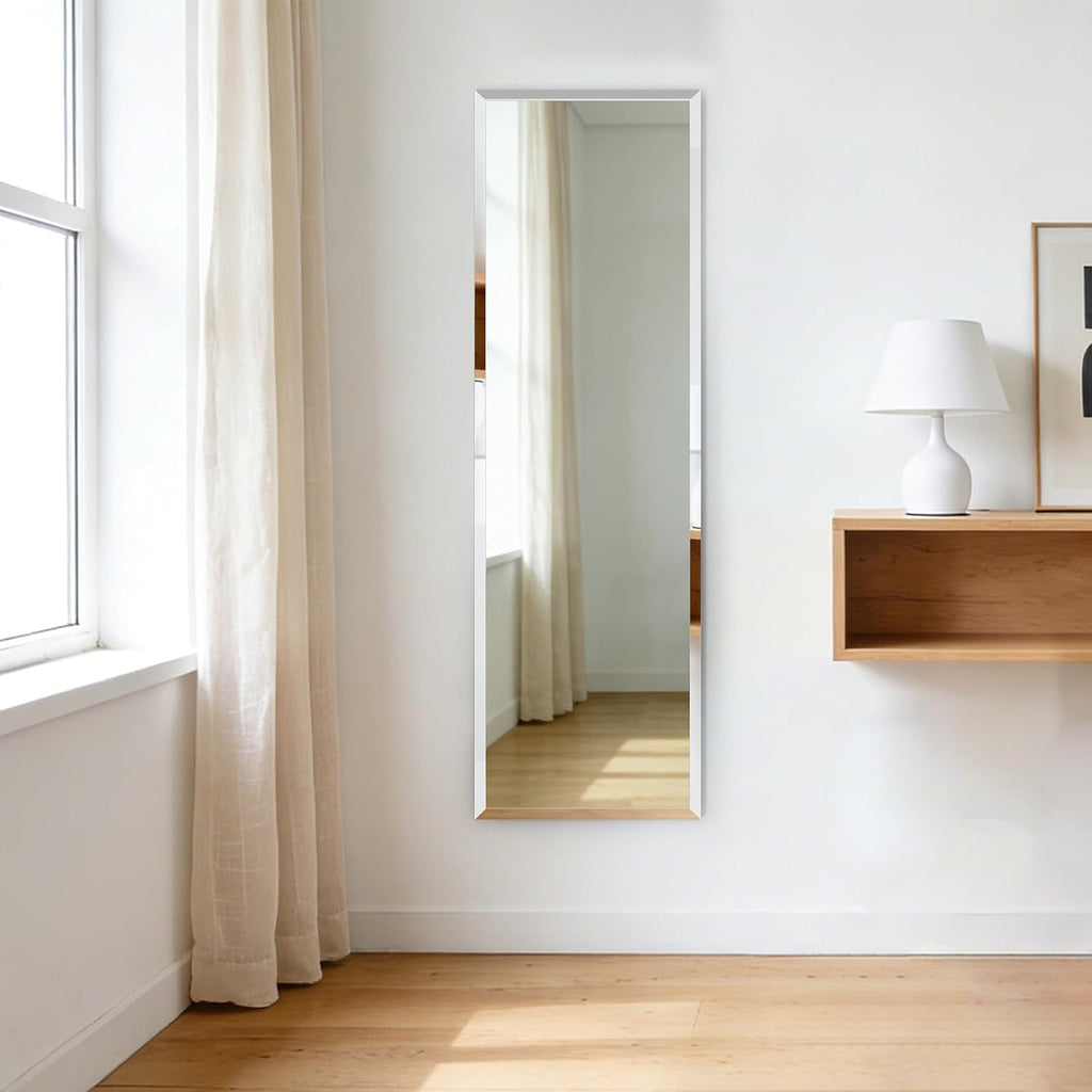 Frameless Mirror Full Length 51"x16", Wall Mount Mirror Full Length Beveled Edge Rectangle Mirrors Large