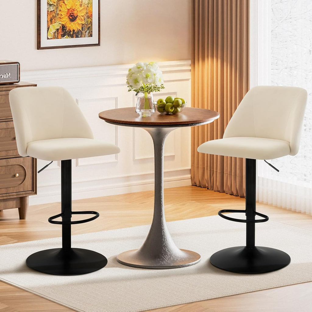 Adjustable Fabric Bar Stools,360° Modern Swivel Counter Height Chairs with Soft Cushioned Seat & Stable Metal Base