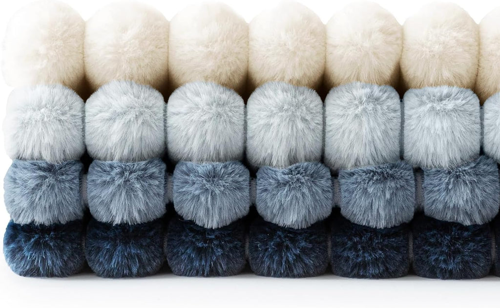 Faux Fur Plush Decorative Throw Pillow Covers 18x18 Set of 4, Summer Modern Soft Fuzzy Coastal Striped Cushion