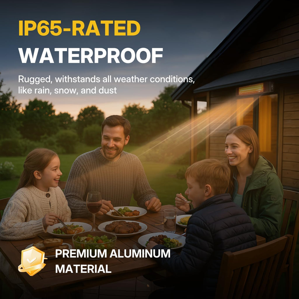 Outdoor Heater Electric 1500W Infrared Patio Heaters Smart Control with 24H Timer, IP65 Waterproof, Wall or Ceiling